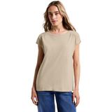 Shirttop - Coastal Beige - Regular Fit - Korte Mouwen - Ruches