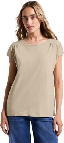 Shirttop - Coastal Beige - Regular Fit - Korte Mouwen - Ruches
