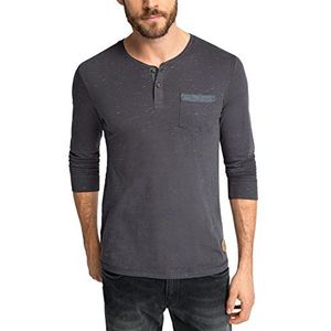 edc by ESPRIT herenshirt met lange mouwen gemêleerd - slim fit