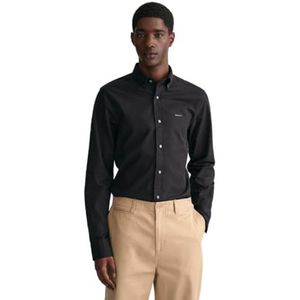 GANT Slim Pinpoint Oxford shirt voor heren, klassiek hemd, zwart, standaard, zwart, XL