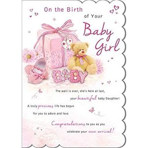 Piccadilly Groeten Regal Publishing mBaby Card Baby Girl - 9 x 6 inch C80538, wit|beige|roze|bruin|geel