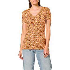 Taifun Dames T-shirt met fruitprint korte mouwen T-shirt korte mouwen ronde hals patroon, Papaya patroon, 40