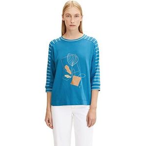 TOM TAILOR Dames T-shirt met print 1032718, 30095 - Sublime Teal Blue, S