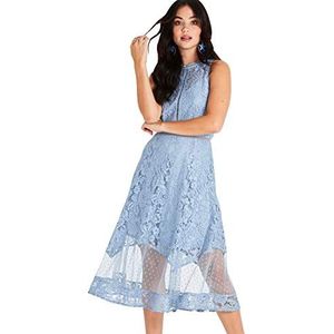 Kleine meesteres vrouwen Alexina blauw kant Midi jurk partij