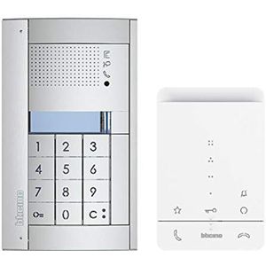 BTICINO, Audio-deurintercomset, 2-draads voor het 1-gezinshuis met SFERA Allmetal audio-deurstation + cijfercode/codelock, klasse 100 A16E audio-binnenplaats, voeding, 364235