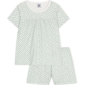 Petit Bateau Pyjacourt voor meisjes, Wit/Groen, 24 Maanden