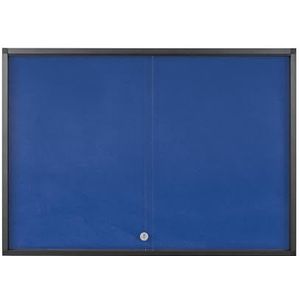 Bi-Office Exhibit Extra Prikbordvitrine, 8xA4, Blauw Viltoppervlak, Glazen Deur, Aluminium Frame in Antracietkleur