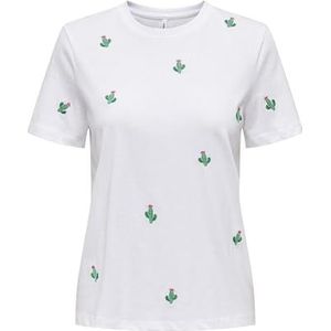 Onlketty Life S/S O-Neck Top Box Cs JRS, wit (bright white), XS