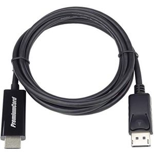 PremiumCord Adapterkabel DisplayPort 1.2 naar HDMI 2.0 M/M 2 m, DP 1.2 naar HDMI 2.0, compatibel met video 4K @60Hz 2160p, UHD, FULL HD 1080p, HDCP, zwart