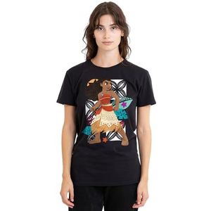mandarin creative ltd Moana Ready for Adventure dames T-shirt, zwart, XX-Large, Zwart, XXL