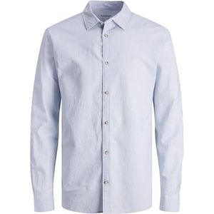 Jjesummer Ls Sn Linen Shirt, Cashmere Blue/Stripes:/Wit, XL