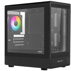 Noua Nexus PK100, compacte MicroATX gaming-behuizing, PWM ARGB, gehard glas met dubbel venster, Micro Tower met USB 3.0 en TYPE-C, zwart