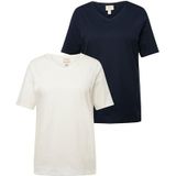 Ulla Popken - Shirt - Marine/Wit - 2 Pack - Halve Mouw
