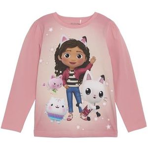 MINYMO Meisjes T-shirt met lange mouwen met Gabby's Dollhouse opdruk, roze, 128 cm