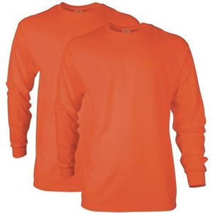 Gildan T-shirt met lange mouwen ultra katoen, stijl G2400, multipack, oranje (2-pack), XXL, Oranje (2 stuks), XXL