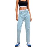 Mom jeans van aquablauw stretchdenim