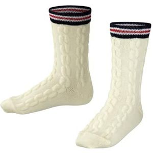 FALKE - Preppy Cable - Gedessineerd Wol Sokken - Wit