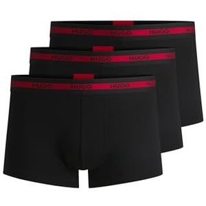 HUGO Heren Trunk Triplet Planet Drie-Pack Logo-Tailleband Trunks in Stretch Katoen, Zwart002, XXL