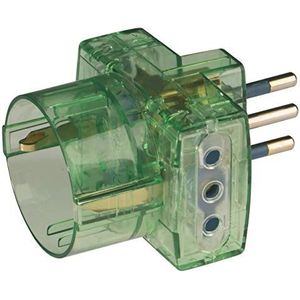 Poly Pool Triple Kleine Adapter Plug, 2-10 A Stekkers en 2 Standaard Duitse Plug, groen, PP0467.8S