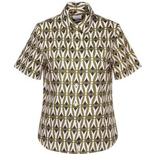 Seidensticker Hemdblouse voor dames, modieuze blouse, regular fit, hemdblousekraag, korte mouwen, 100% katoen, groen, 36
