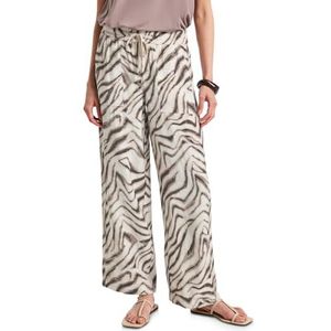 Street One Dames Wide Legs crêpe broek in Beige, in size: 32