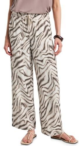 Street One Dames Wide Legs crêpe broek in Beige, in size: 32