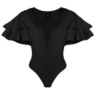 Madnezz House Sierra Body voor dames, V-hals, elastische taille shirt, zwart, M