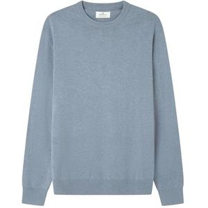 Springfield Basic trui Gg12 ronde hals met boomborduurwerk, blauw, M
