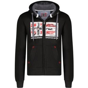 Geographical Norway Ginam Heren Hoodie kangoeroezak - Sweatshirt Logo Pullover Hood Hoody Warm Lange Mouwen - Heren Lente Zomer Herfst Winter (zwart donkergrijs M), zwart, donkergrijs, M
