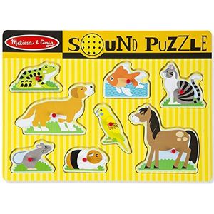 Melissa & Doug Pets Sound Puzzle - Houten penpuzzel met geluidseffecten (8 stuks)