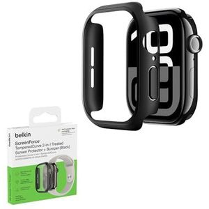 Belkin ScreenForce TemperedCurve 2-in-1 Apple Watch hoesje voor Series 10 (46mm), screenprotector voor Apple Watch, case met 360˚ bescherming en bumper, cover van gehard glas - Black