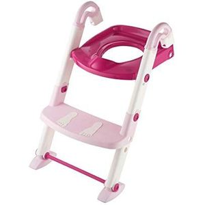 Rotho Babydesign Kidskit 3-in-1 Toilettrainer met trapje, 18-36 maanden, afmetingen opgevouwen (l x b x h): 41,5 x 25 x 67 cm, roze/wit, 600060257