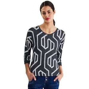 Street One Dames A319149 T-shirt 3/4 arm, deep blue melange, 38, Deep Blue Melange, 38