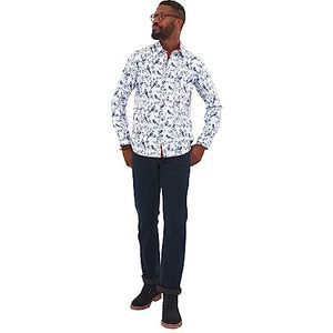 Joe Browns Heren premium katoenen vogel print shirt met lange mouwen, wit, XX-Large, Wit, XXL