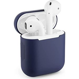 Beschermhoes voor Apple Airpods 1 silicone case airpod hoes precies passend (donkerblauw)