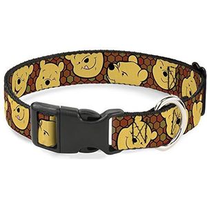 Buckle-Down Plastic Clip Collar - Winnie The Poeh Expressions/Honeycomb Black/Browns - 1/2"" breed - Past 9-15"" nek - Large