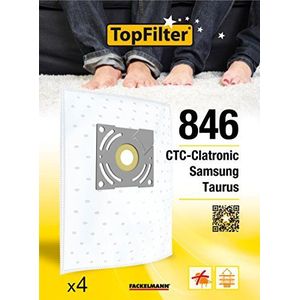 TopFilter Stofzuiger Tassen voor Samsung 846, 4, Stier, ctc-clatronic Dust Box Fleece Stofzuigerzakken, 4 Zakken (30 x 26 x 0.1 cm