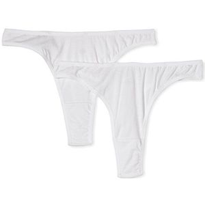 Nur Die Set van 2 string, tanga, meerkleurig, van katoen, stretch, ondergoed, onderbroeken, basic multipack dames, wit, 40/42