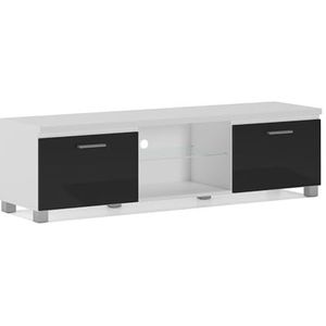 Skraut Home - Modulaire TV-kast voor woonkamer - 42 x 150 x 40 cm - Geïntegreerd LED-verlichtingssysteem - Geschikt voor 32/40/50/55/60/65"" TV - Deur met handvat - Glazen plank