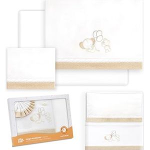 Interbaby Babybeddengoed van katoen voor babybed, olifantenbeer, ballonnen, 3-delige set, hoeslaken + dekbedovertrek + kussensloop