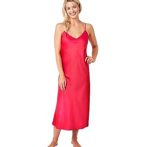 Indigo Sky Samsara Lange Satijnen Chemise Nachthemd, Rood, 50-52