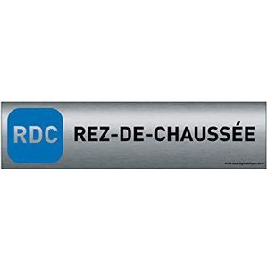 Aua Signetique deurbordje van geborsteld aluminium met aluminium sign – 200 x 50 mm – dubbelzijdig plakband op de achterkant (RDC)