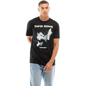 David Bowie Heren Heroes T-shirt, Zwart, Klein