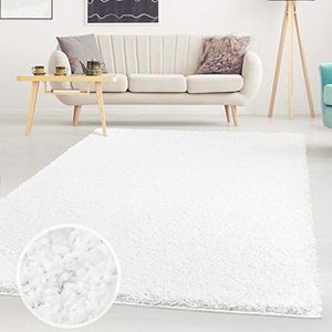 Carpet city ayshaggy Shaggy tapijt hoogpolig langpolig effen wit zacht wollig woonkamer, afmetingen: 120 x 170 cm, 120 cm x 170 cm