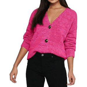 Bestseller A/S Dames ONLCELINA Life LS vest KNT NOOS gebreide jas, fuchsia paars/detail: melange, XL, Fuchsia Purple/Detail:melange, XL