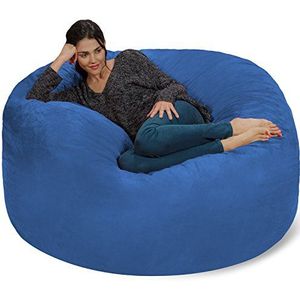 Chill Sacks Bean Bag Stoel: Gigantische Memory Foam Meubeltassen en Grote Luier - Grote Bank met Enorme Waterbestendig Zachte Micro Suede Cover - Koningsblauw, 5 Voeten