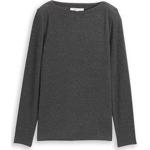 TOM TAILOR Denim T-shirt met lange mouwen voor dames, 10522 - Shale Grey Melange, XXL