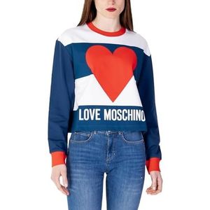 Love Moschino Vrouwen Flared fit Long-Sleeved Sweatshirt, Wit Blauw RED, 42, Wit-blauw-rood., 42