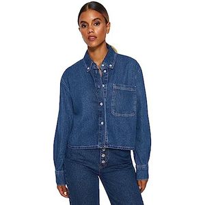 Trendyol Recht dameshemd met lange mouwen, Donkerblauw, M