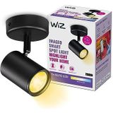 WiZ Opbouwspot Imageo 1-Lichts - GU10 - Warm- tot Koelwit Licht - Slimme LED Verlichting - Draaibare Spot - 1 x 5 W - Zwart